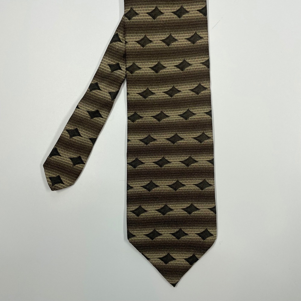 Woodward Brown Diamond Stripe Silk Necktie Mens One Size